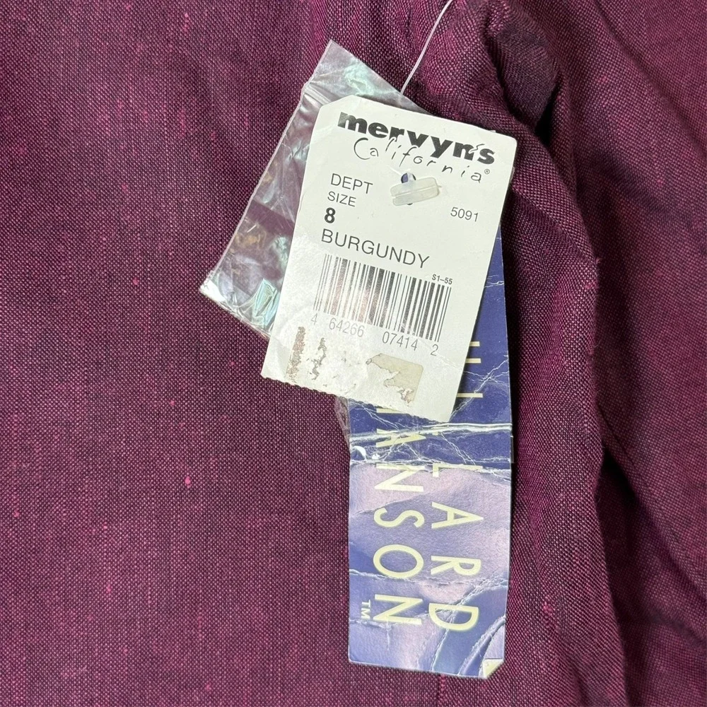 Hilliard‎ Hanson Women's Linen Blazer Size 8 Burgundy Jacket New 80s Style